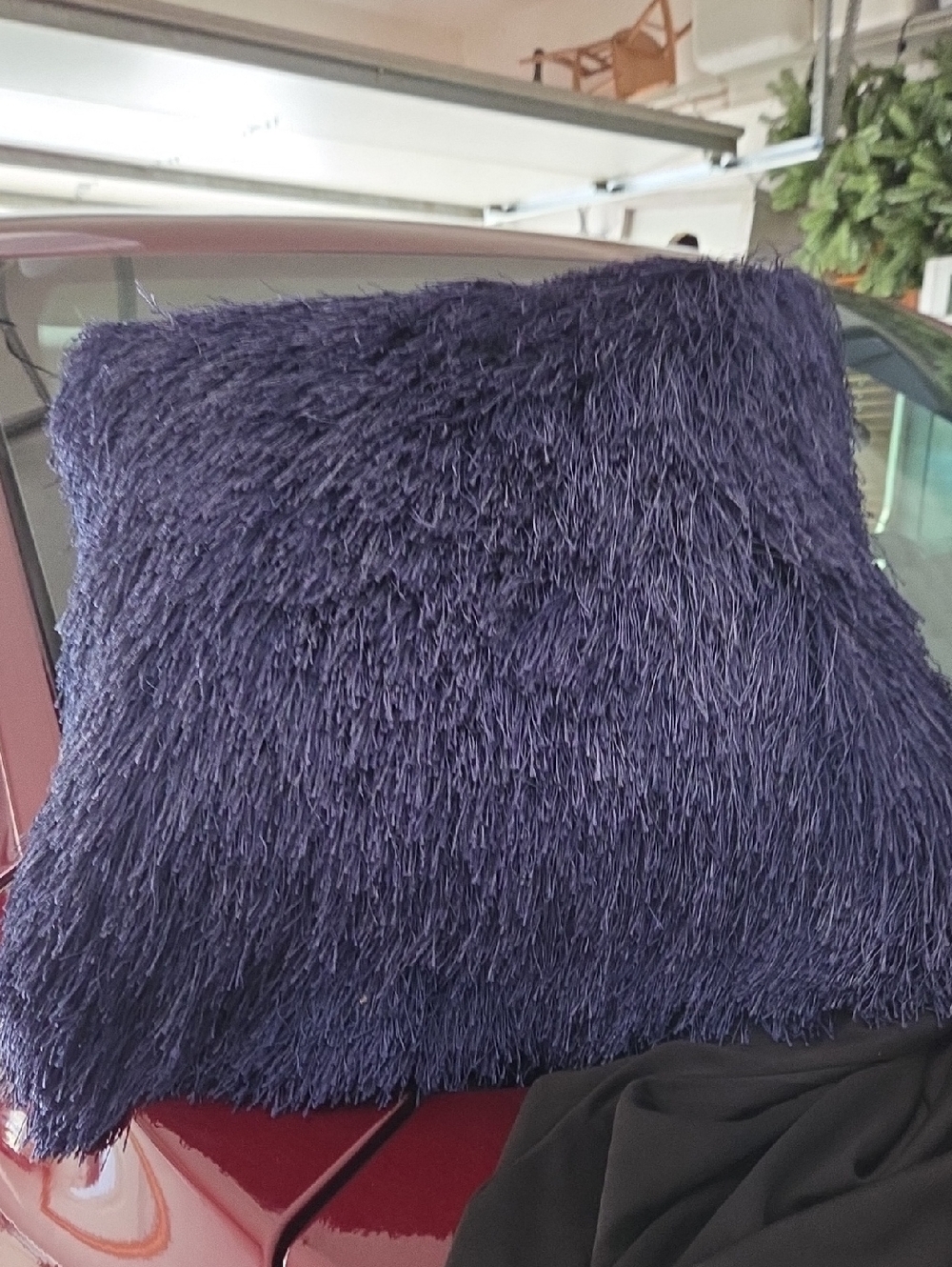 Plush Shag Throw Pillow - Navy